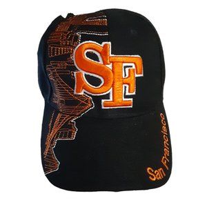 San Francisco Skyline Hat Embroidered Adjustable Black w/Orange Lanza USA NWOT